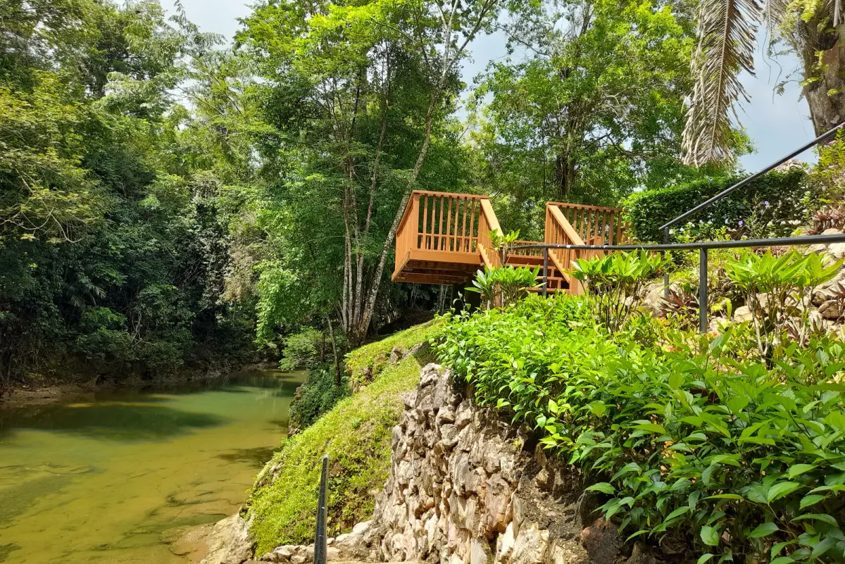 Green grounds and tropical vegetation at Ghan Eden